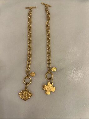 Susan Shaw Gold Cross Intaglio Charm Bracelet